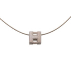 Hermes Cage de Ash Cube Silver Metal Necklace