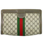 Gucci Vintage Sherry Line GG Supreme Clutch Beige