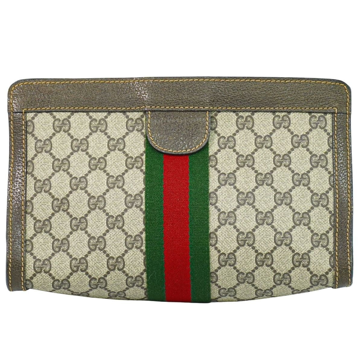 Gucci Vintage Sherry Line GG Supreme Clutch Beige