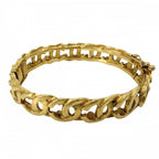 Chanel Bangle Bracelet CC Logo Coco Vintage Gold