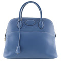 Hermes Bolide 37 g Engraved Taurillon Clemence Blue Handbag