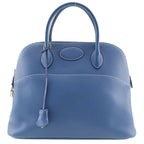 Hermes Bolide 37 g Engraved Taurillon Clemence Blue Handbag
