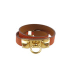 Hermes Rival Doubletour Engraved U Vossift Orange 2-strand Bracelet 1342