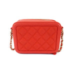 Chanel CC Filigree-mini Chain Shoulder Bag Red Caviar Leather — view 3