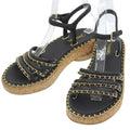 Chanel Leather Coco Mark Chain Strap Sandals 35 C