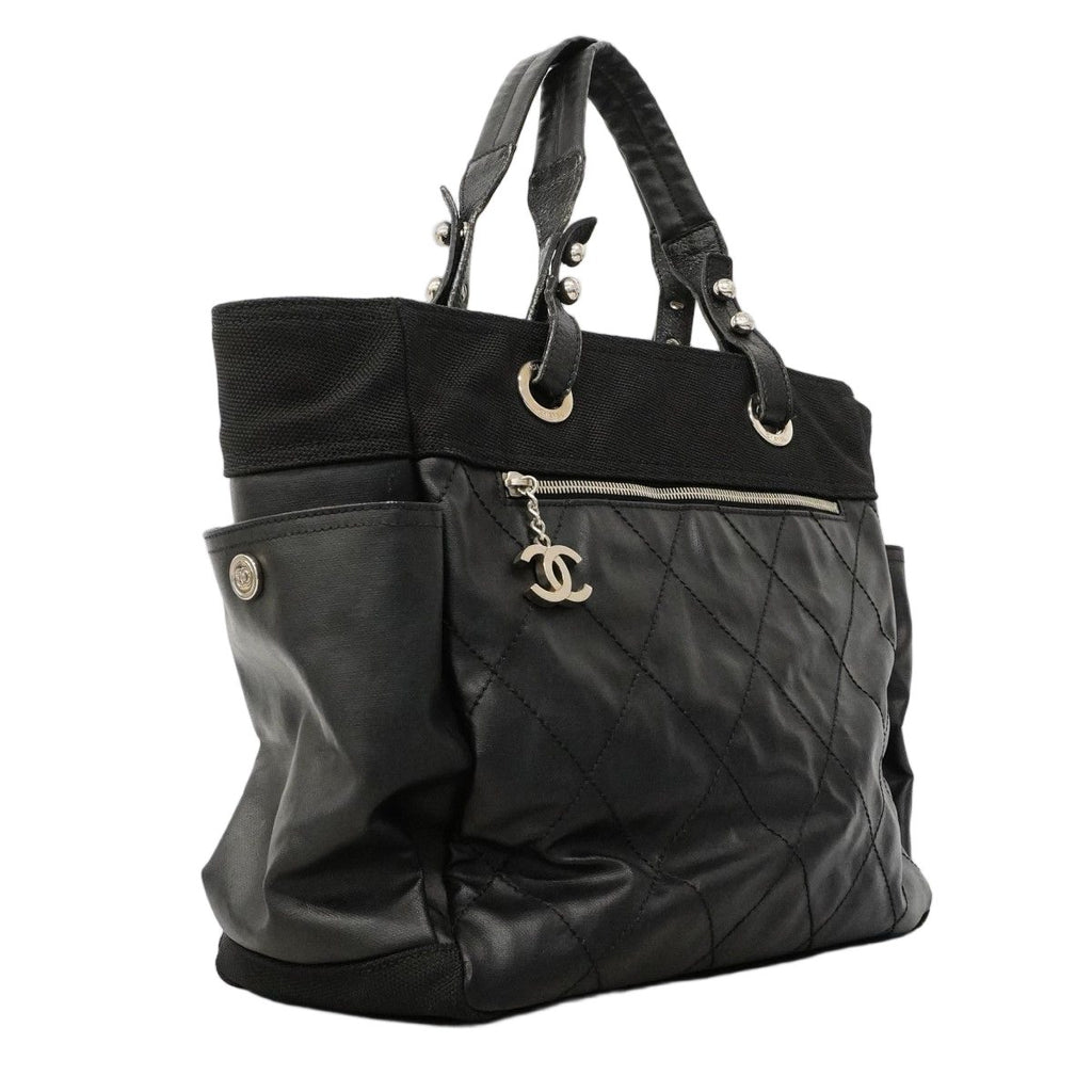 Chanel Tote Paris Biarritz Canvas Black Silver — view 2