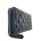 Chanel Coin Case Quilted Patent Leather Navy Silver — view 2