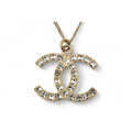 Chanel Coco Mark CC Rhinestone Vintage Gold B12