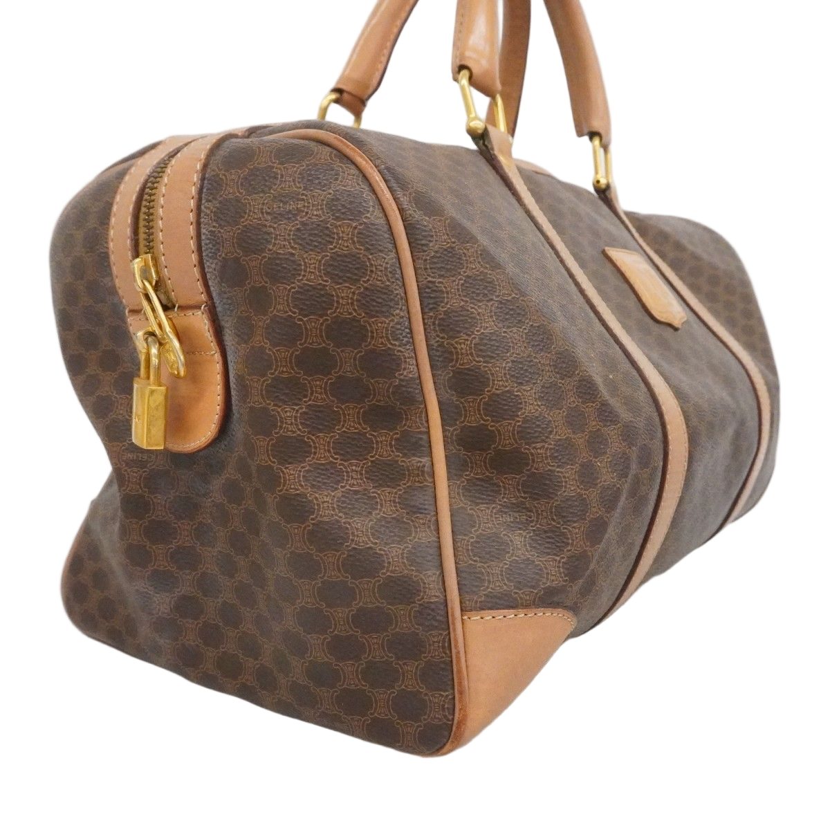 Celine Boston Bag Macadam Brown Gold — view 2