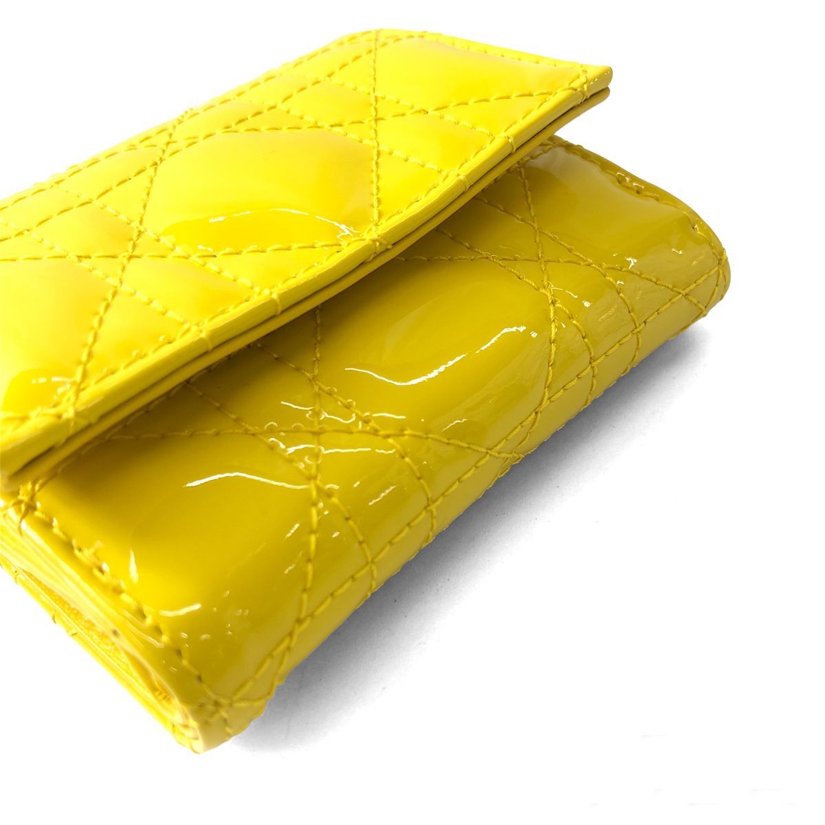 Dior Lady Lotus Wallet Cannage Patent Calfskin Trifold Handbag — view 5