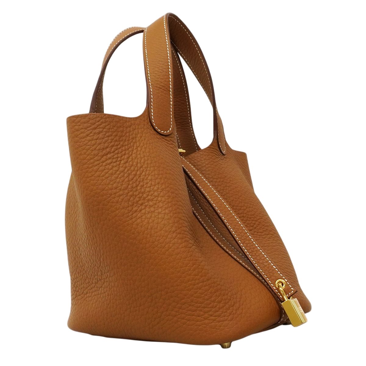 Hermes Handbag Picotin Lock PM Taurillon Clemence Gold — view 2