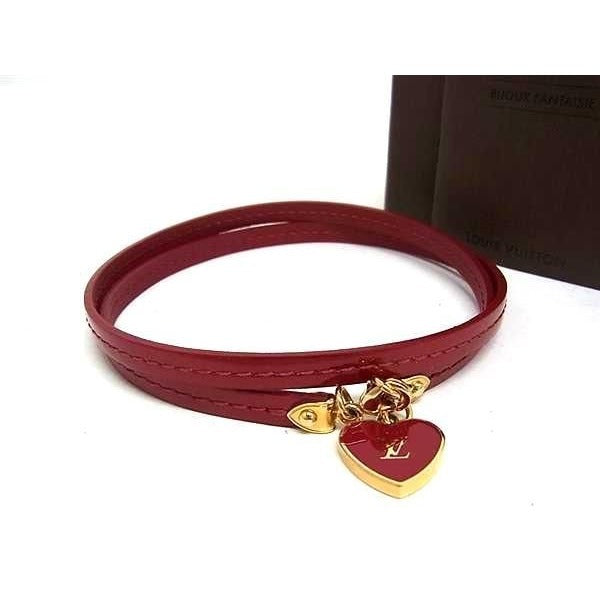 Louis Vuitton M6625 F Monogram Vernis Logo Bracelet Choker Red