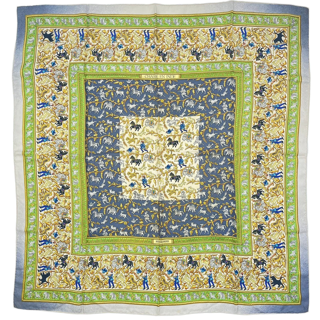 Hermes Carre 90 Chasse en Inde Indian Hunting Silk Multicolor Scarf