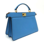 Fendi Peekaboo Ishi Yu East Waist Handbag Leather Light Blue Gold — view 2