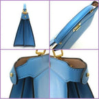 Fendi Peekaboo Ishi Yu East Waist Handbag Leather Light Blue Gold — view 6