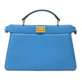 Fendi Peekaboo Ishi Yu East Waist Handbag Leather Light Blue Gold