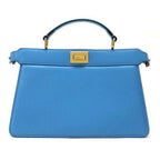 Fendi Peekaboo Ishi Yu East Waist Handbag Leather Light Blue Gold