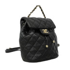 Chanel Backpack Quilted Caviar Leather Black Champagne Gold — view 2