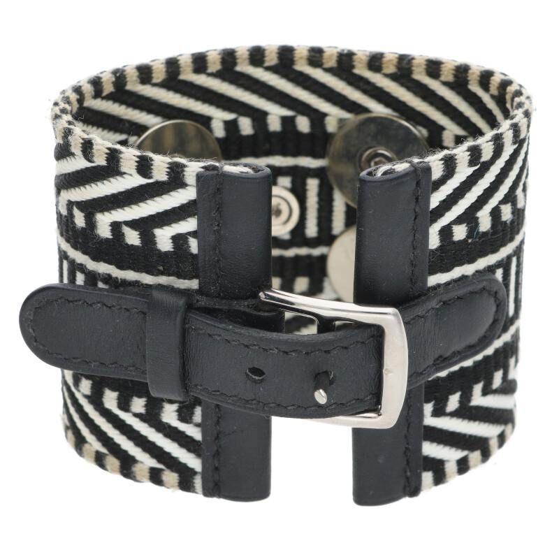 Hermes Collierd Chien Caval Canvas and Leather Bracelet — view 3