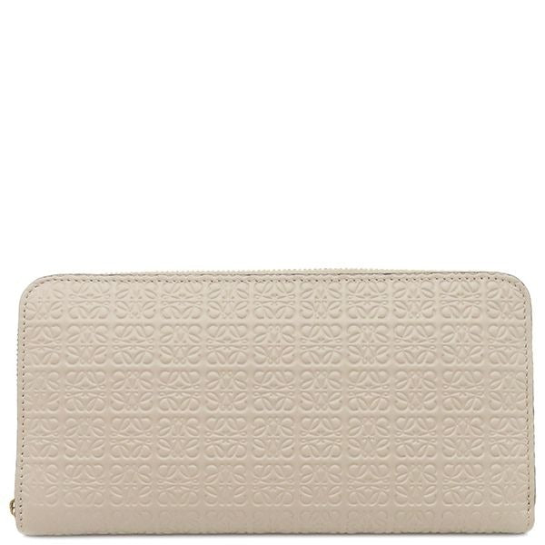 Loewe Long Wallet Repeat Zip Around Calfleather Light Oats Gold Hardware