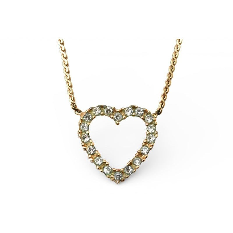 Christian Dior Necklace Pendant Vintage Heart Mochi Rhinestone