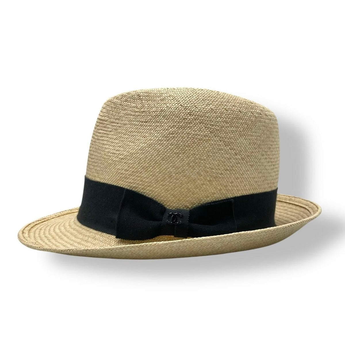 Chanel Hat Straw Coco Mark Ribbon Centerfold Size S1 bo — view 3