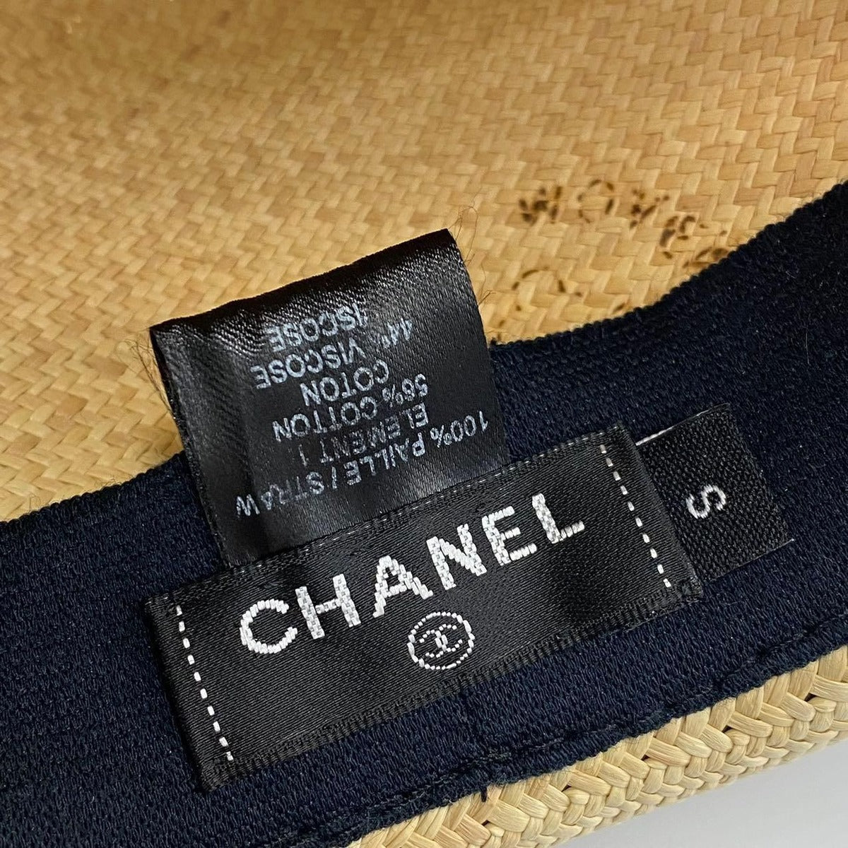 Chanel Hat Straw Coco Mark Ribbon Centerfold Size S1 bo — view 7