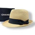 Chanel Hat Straw Coco Mark Ribbon Centerfold Size S1 bo
