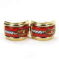 Hermes Earrings Emile Cloisonne Red Gold GP Plated Jewelry Accessories