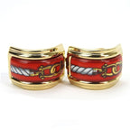 Hermes Earrings Emile Cloisonne Red Gold GP Plated Jewelry Accessories