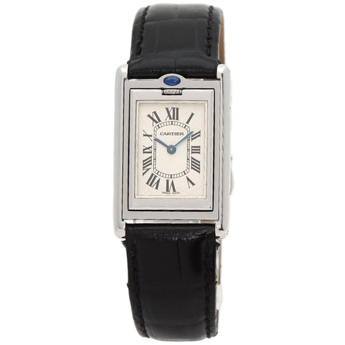 Cartier Tank Basculant MM Watch SS Leather Boys