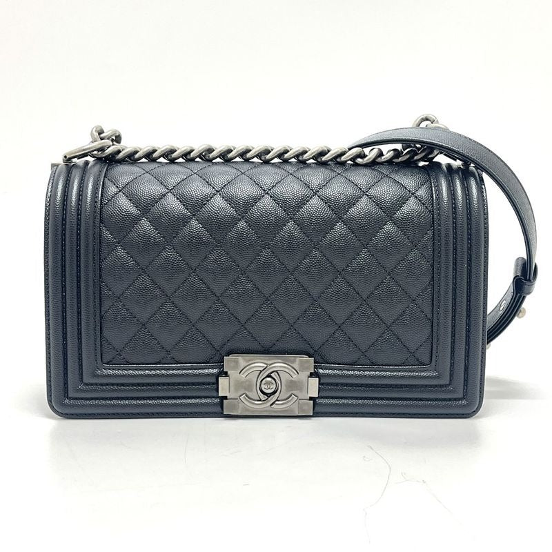 Chanel Shoulder Bag Boy 25 Caviar Leather Black