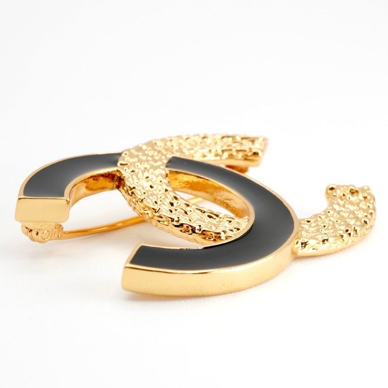Chanel Brooch Corsage Gold Black Coco Mark — view 6