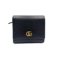 Gucci GG Marmot Leather Black Bordeaux Bifold Wallet Gold