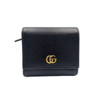 Gucci GG Marmot Leather Black Bordeaux Bifold Wallet Gold