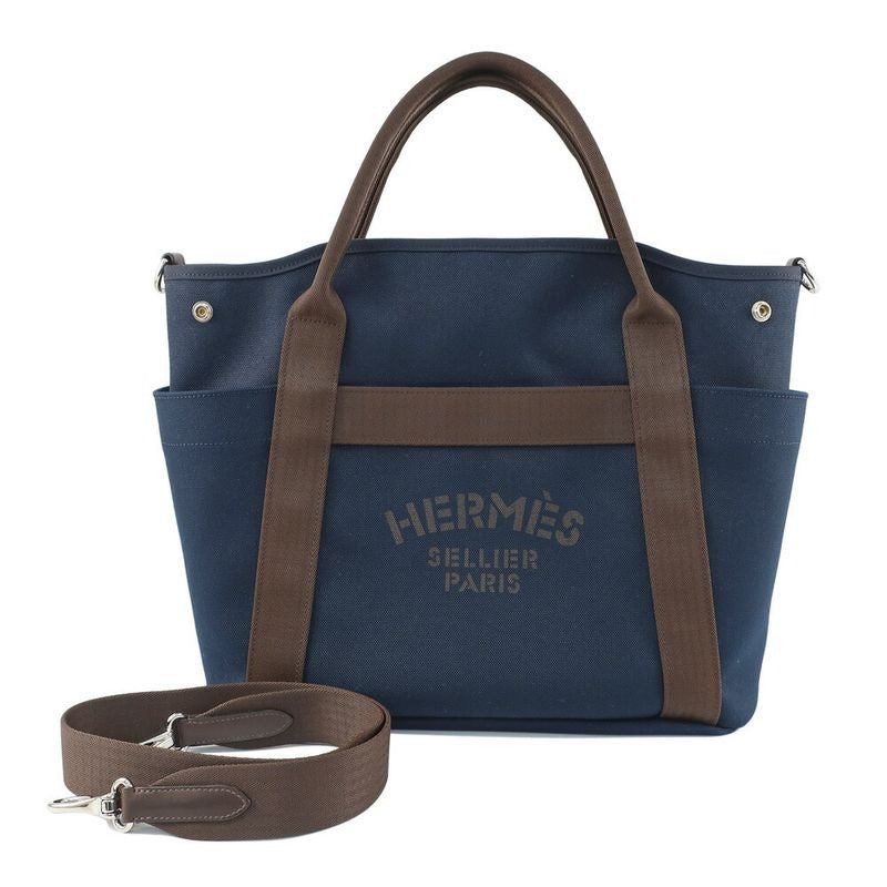 Hermes Sac Depan Sage Groom 2-Way Crossbody Bag Tote Canvas