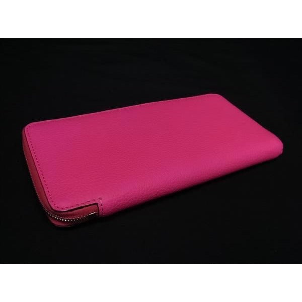 Celine Leather Round Zipper Long Wallet Billfold Coin Purse Card Holder Pink — view 2