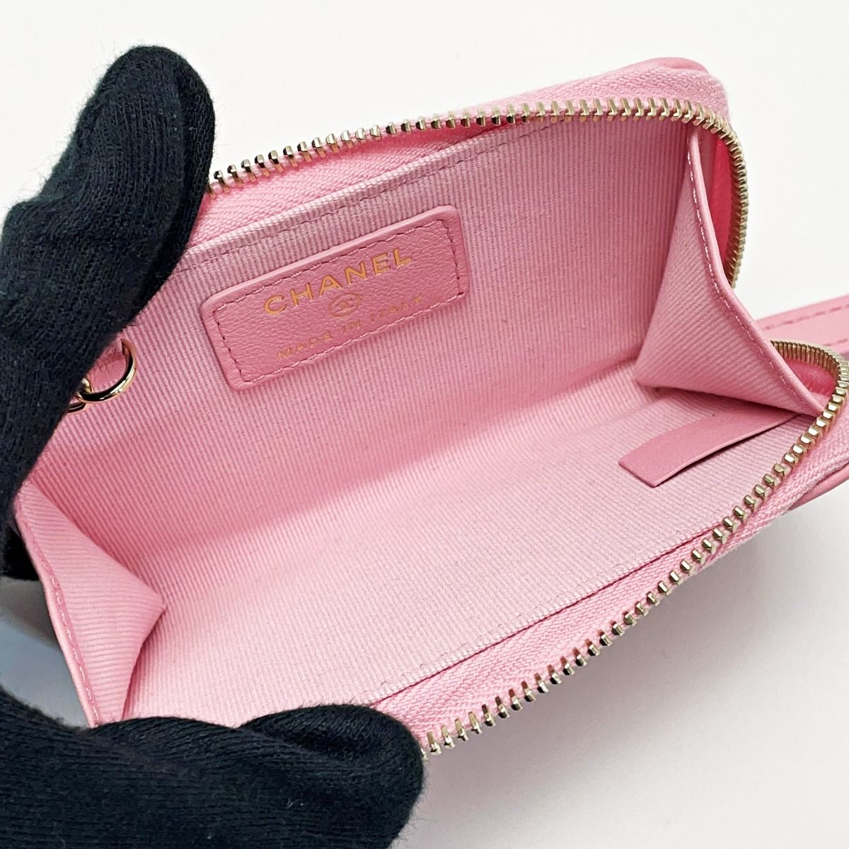 Chanel Quilted Ap0221 Baby Pink Coin Case Lambskin Gold Hardware — view 3