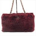 Chanel CC Logo Rabbit Chain Shoulder Bag Wine Red Gold Vintage
