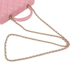 Chanel Top Handle Mini Flap Bag Pink Gold Lambskin Quilted Chain — view 5