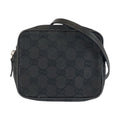 Gucci Black Silver GG Canvas Leather Shoulder Bag Pochette