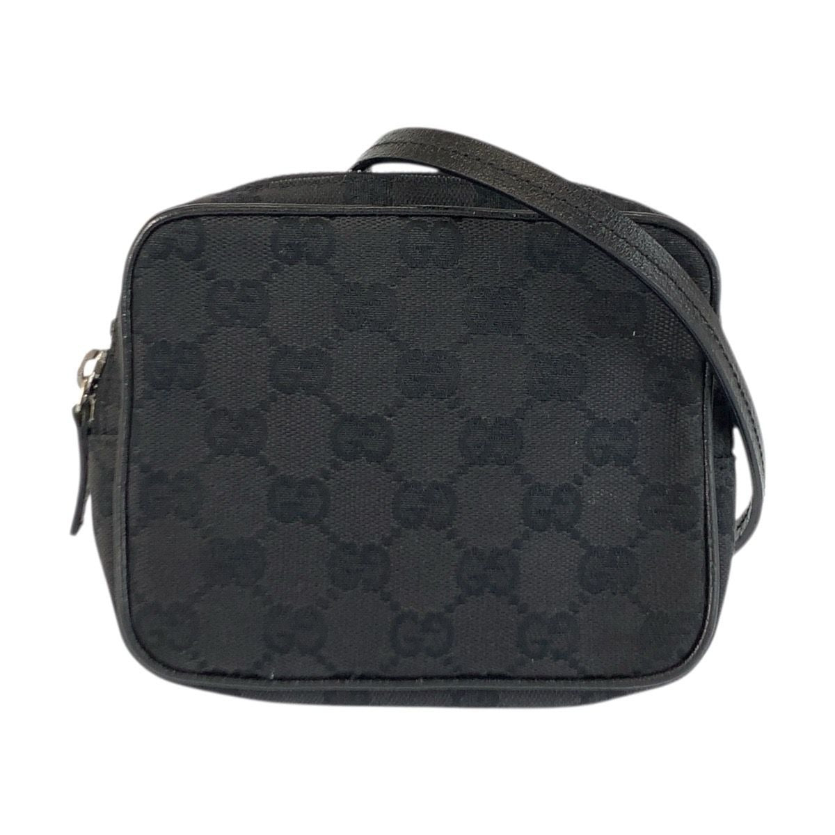 Gucci Black Silver GG Canvas Leather Shoulder Bag Pochette