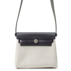 Hermes Shoulder Bag Herbag Zip Mini Ardoise Ecru Silver Toile