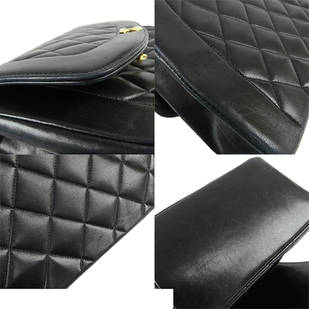 Chanel Chain Shoulder Bag Black Gold Lambskin Quilted Diana 25 Vintage — view 7