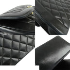 Chanel Chain Shoulder Bag Black Gold Lambskin Quilted Diana 25 Vintage — view 7