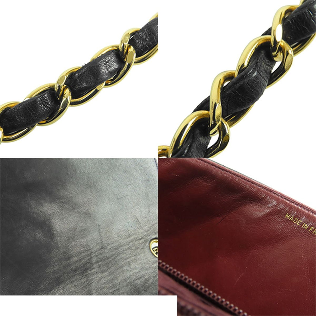 Chanel Chain Shoulder Bag Black Gold Lambskin Quilted Diana 25 Vintage — view 8