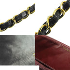 Chanel Chain Shoulder Bag Black Gold Lambskin Quilted Diana 25 Vintage — view 8