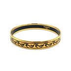 Hermes Enamel PM Marine Pattern Motif Gold Black Bangle Bracelet — view 2