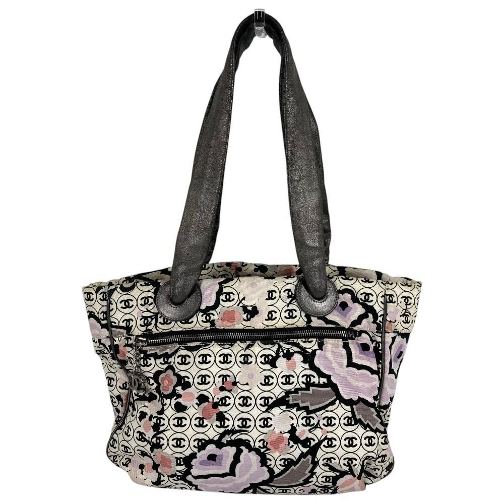 Chanel Shoulder Bag Logo CC All Over Pattern Leather Canvas Multicolor