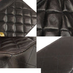 Chanel Chain Shoulder Bag Black Gold Lambskin Quilted 25 Double Flap Vintage — view 6